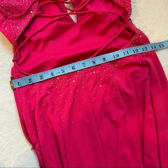 Beaded Barbie Pink Floor Length Formal Gown Prom Homecoming Dress Hot Pink - Picture 11 of 14